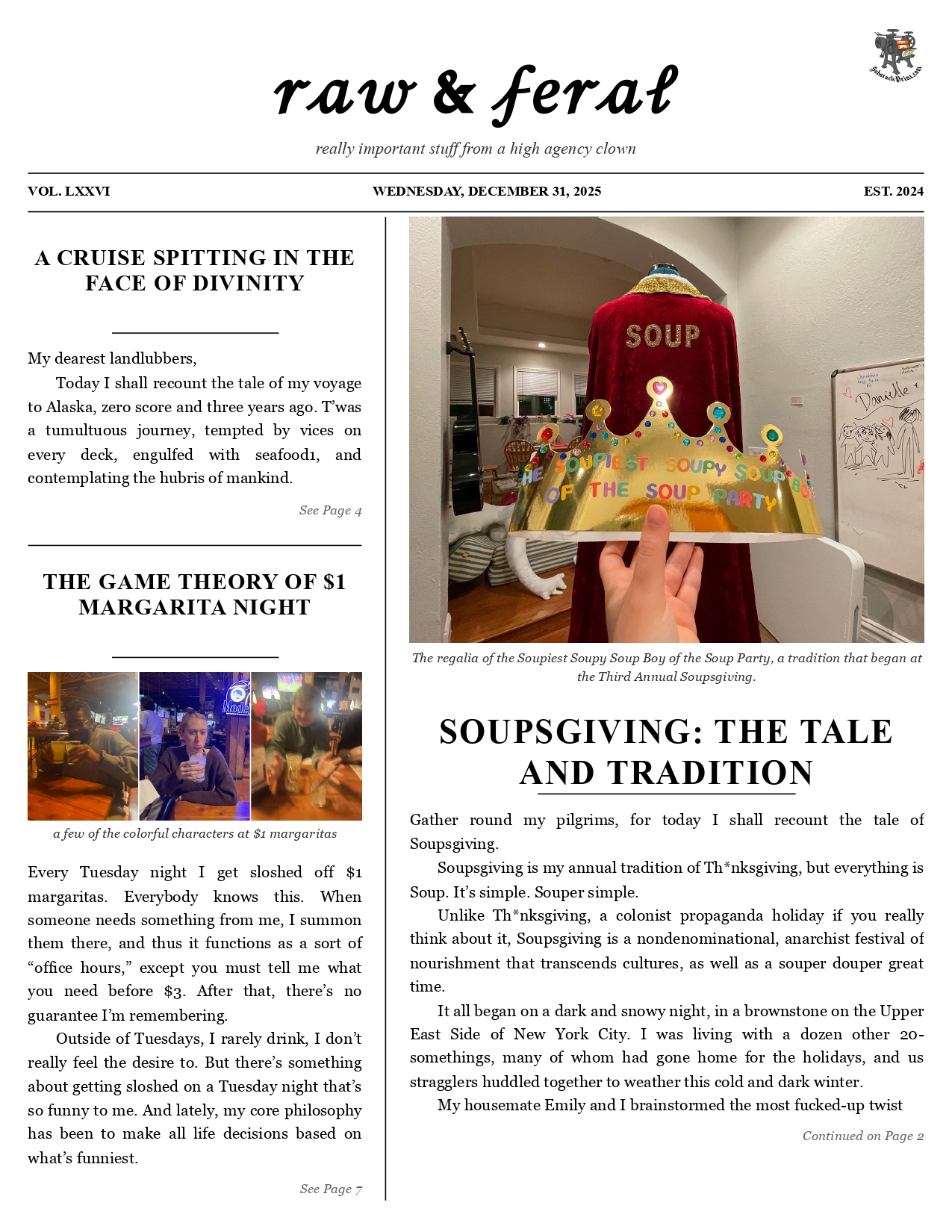 Example newsletter front page